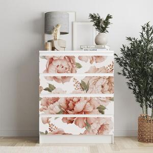 IKEA MALM bútormatrica - rózsaszín akvarell pünkösdi rózsák
