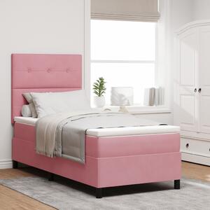 VidaXL Box Spring Ágy Ággyal Rózsaszín 90x200 cm Bársony