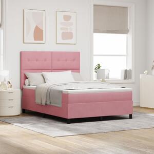 VidaXL Boxspring Ágy Mattal Rózsaszín 140x190 cm Bársony