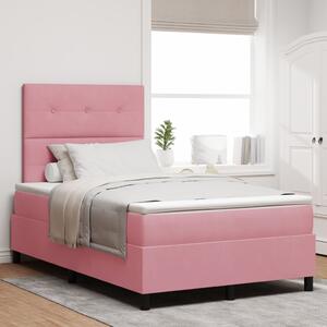 VidaXL Boxspring ágy matraccal Rózsaszín 120x200 cm Bársonyos