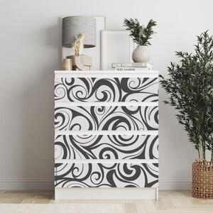 IKEA MALM bútormatrica - fekete fehér ornamentum
