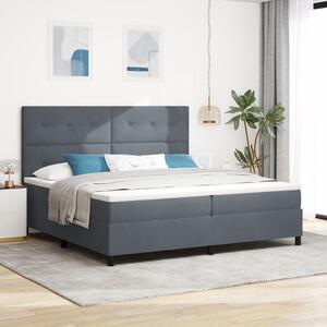 Boxspring Ágy Matrac nélkül Sötétszürke 200x200 cm Bársony