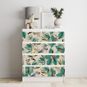 IKEA MALM bútormatrica - zöld virágok és madarak