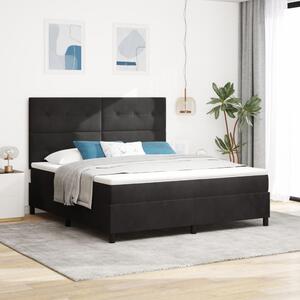 VidaXL Boxspring Ágy Matrac Kárpit Fekete Szuper Király Bársonyos