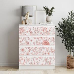 IKEA MALM bútormatrica - rózsaszín növényvilág