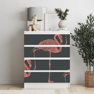 IKEA MALM bútormatrica - sötét flamingók