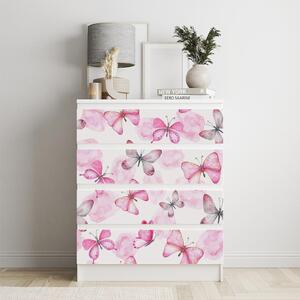 IKEA MALM bútormatrica - rózsaszín pillangók