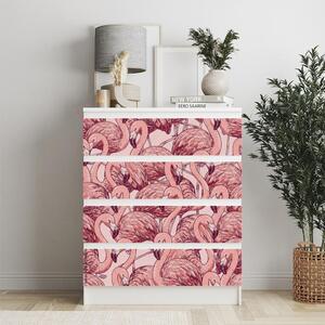 IKEA MALM bútormatrica - rózsaszín flamingók tömkelege