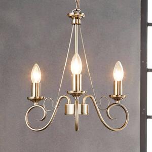 Lindby csillár Marnia, 3-lámpás, Ø 40 cm, antik sárgaréz, E14, dimmelhető, Bronz / antik sárgaréz, Nappali / Étkező, fém, Antik