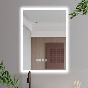 HD Pizzo 50 cm széles fali szögletes LED okostükör ambient világítással, érintőkapcsolóval, digitális órával és páramentesítő funkcióval