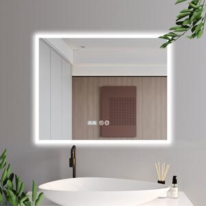 Verona 100 cm széles fali szögletes LED okostükör ambient világítással, érintőkapcsolóval, digitális órával és páramentesítő funkcióval