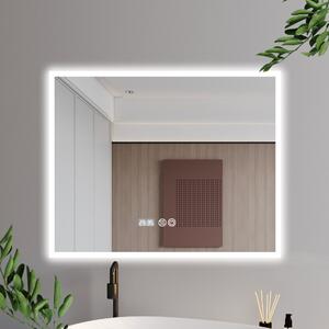 HD Verona 100 cm széles fali szögletes LED okostükör ambient világítással, érintőkapcsolóval, digitális órával és páramentesítő funkcióval