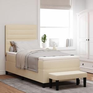 Box Spring Ágy matraccal és paddal Krém 90x200 cm Szövet