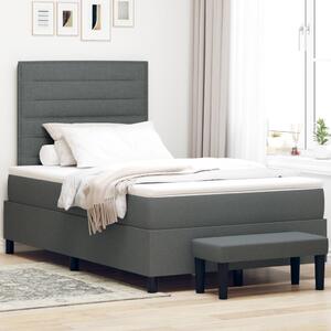 Boxspring ágy matraccal és padról sötét szürke 120x200 cm szövet