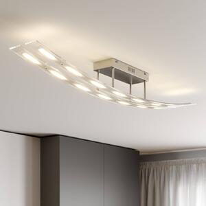 Lindby LED mennyezeti világítás Jarda, üveg, 134 cm hosszú, dimmelhető, dimmelhető, Tiszta / átlátszó, Nappali / Étkező, Üveg, Modern