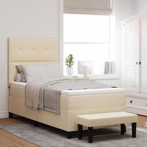 Boxspring ágy matraccal és padra Krém 90x200 cm Szövet