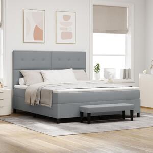 Box Spring Ágy Matraccal és Padlóval Világosszürke 180x200 cm Szövet