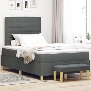 VidaXL Box Spring Ágy Matraccal és Pad Sötétszürke 120x200 cm Szövet