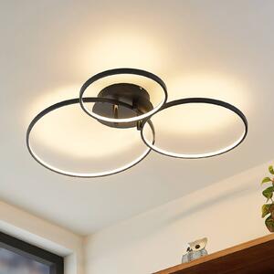 Lindby LED-es mennyezeti lámpa Rayk, fekete, fém, 77 cm, fényerőszabályzóval, dimmelhető, Fekete, Nappali / Étkező, Modern