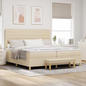 Boxspring Ágy Mattal és Pad Krém 200x200 cm Szövet