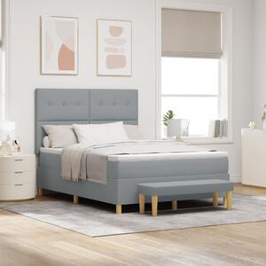 Boxspring Ágy Matraccal és Pad Light Grey 140x200 cm Szövet