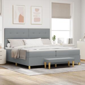Boxspring Ágy Mattal & Pad Light Grey 200x200 cm Szövet