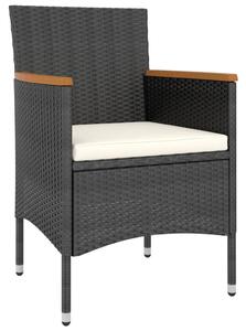 VidaXL 4 részes fekete polyrattan kerti szék- és zsámolyszett