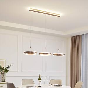 Lucande LED függőlámpa Kolo, 3-lámpás, barna, vas, dimmelhető