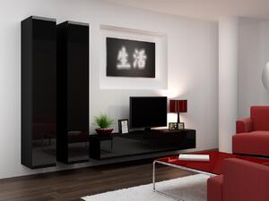 BUTORLINE Nappali bútor VIGO 4D fekete / fekete fényes