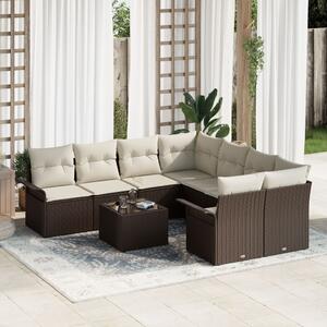 Kerti Kanapé Szett 9 pcs Barna Poli rattan