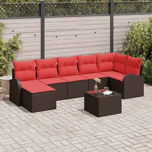 VidaXL Kerti Kanapé Szett párnával 8 pcs Barna Poly Rattan