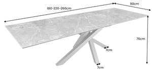 Meghosszabbítható étkezőasztal Paquita 180-220-260 cm szürke márvány