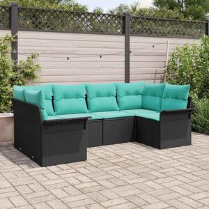 VidaXL Kerti Kanapé Szett párnával 6 pcs Fekete Poli rattan
