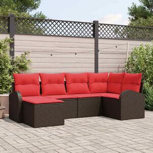 VidaXL Kerti Kanapé Szett párnával 6 pcs Barna Poly Rattan