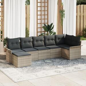 Kerti Kanapé Szett párnával 7 pcs Világosszürke Poli rattan
