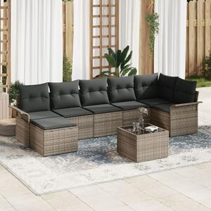 Kerti Kanapé Szett párnával 8 pcs Szürke Poli rattan