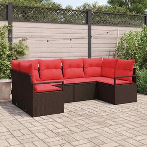 VidaXL Kanapé Szett párnával 6 pcs Barna Poly Rattan