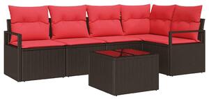 VidaXL Kanapé Szett 6 pcs Barna polirattan