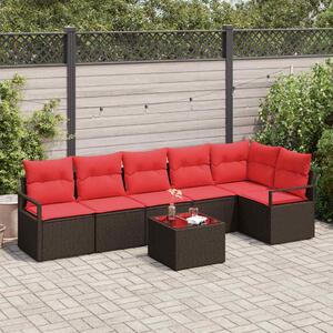 VidaXL Kanapé Szett 7 pcs Barna polirattan