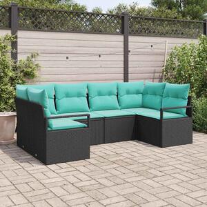 VidaXL Kanapé Szett párnával 6 pcs Fekete Poly Rattan