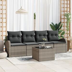 Kerti Kanapé Szett Szürke 55 x 55 x 37 cm polirattan