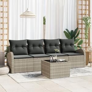Kerti Kanapé Szett Világosszürke 55 x 55 x 37 cm polirattan