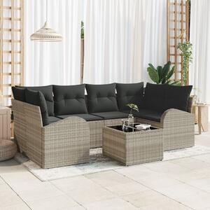 Kerti Kanapé Szett Világosszürke 55 x 55 x 37 cm polirattan