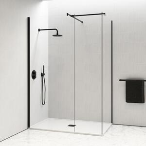 HD Arlo Black Kombi Walk-In zuhanyfal, 70x80 cm, 8 mm vastag vízlepergető biztonsági üveggel, 200 cm magas, fekete profillal és távtartóval
