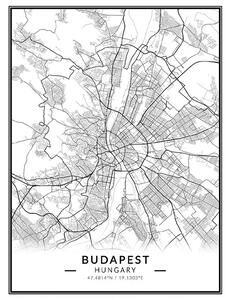 Budapest térkép poszter, falikép - 30 x 40 cm