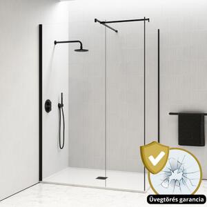 HD Arlo Black Kombi Walk-In zuhanyfal, 70x70 cm, 8 mm vastag vízlepergető biztonsági üveggel, 200 cm magas, fekete profillal és távtartóval
