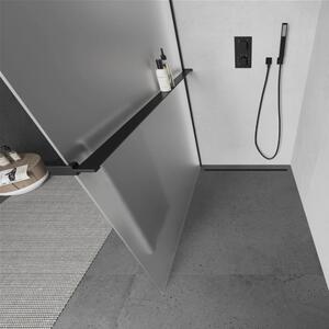 HD Arlo+ Matt Black Walk-In zuhanyfal, 90x200 cm, 8 mm vastag vízlepergető biztonsági matt üveggel, 200 cm magas, fekete profillal és távtartóval
