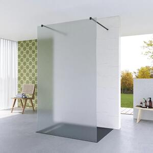 HD Arlo Matt Light Black szabadonálló Walk-In zuhanyfal, 110x200 cm, 8 mm vastag vízlepergető biztonsági matt üveggel, 200 cm magas, két fekete távtartóval