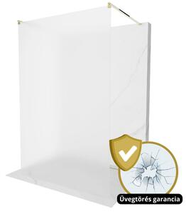 HD Arlo Matt Light Gold szabadonálló Walk-In zuhanyfal, 110x200 cm, 8 mm vastag vízlepergető biztonsági matt üveggel, 200 cm magas, két arany távtartóval