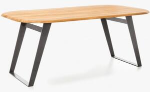 Tömör tölgyfa asztal fekete lábakkal, OHIO 180 x 90 cm